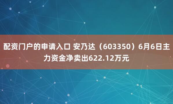 配资门户的申请入口 安乃达（603350）6月6日主力资金净卖出622.12万元